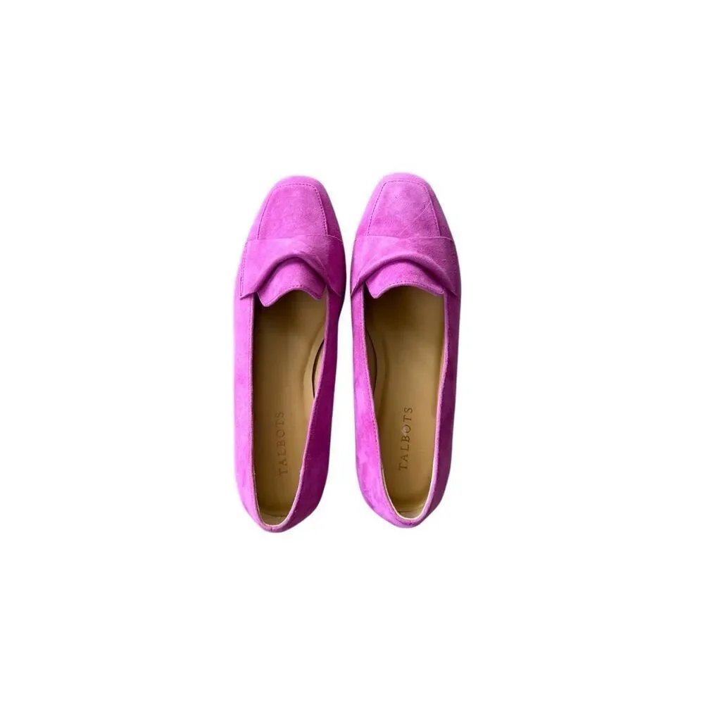 Talbots Womens Fushia Pink Suede Stella Twist Ballet Flats Loafers Size 9.5